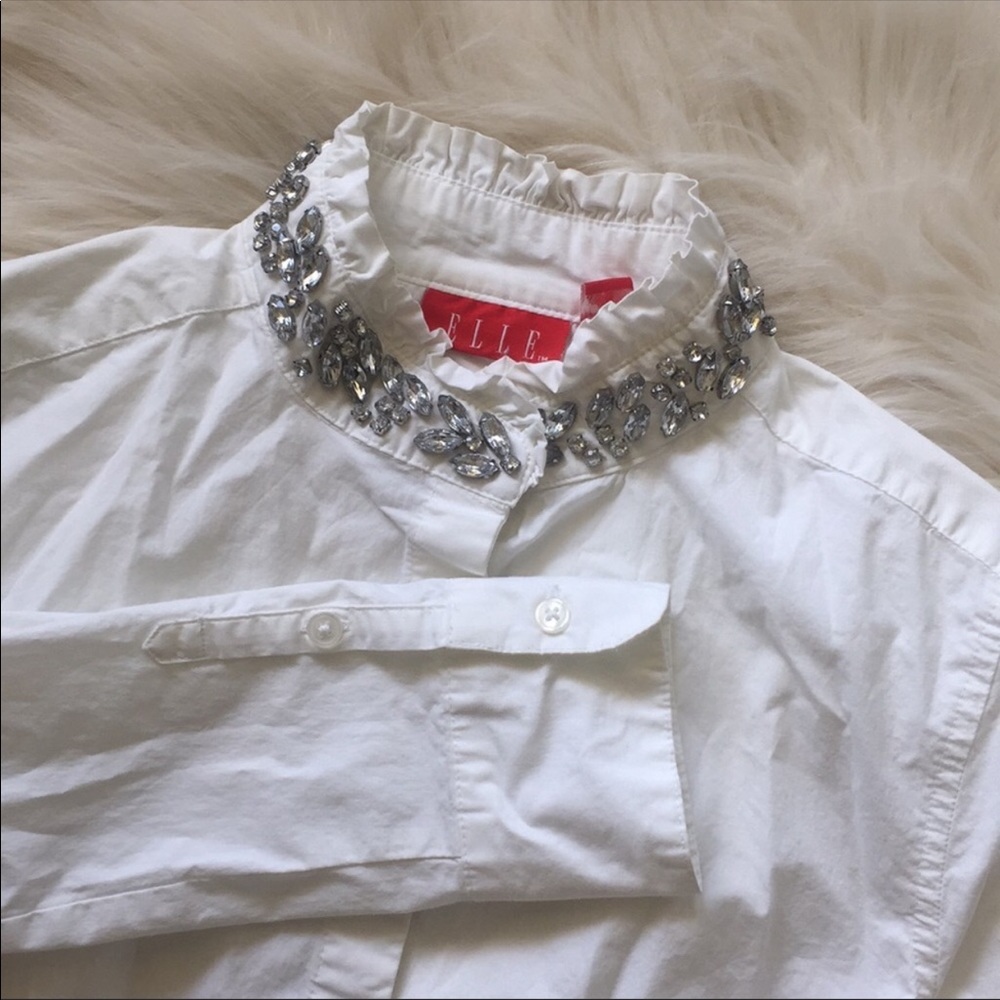 Jeweled Collar Button Down Shirt
